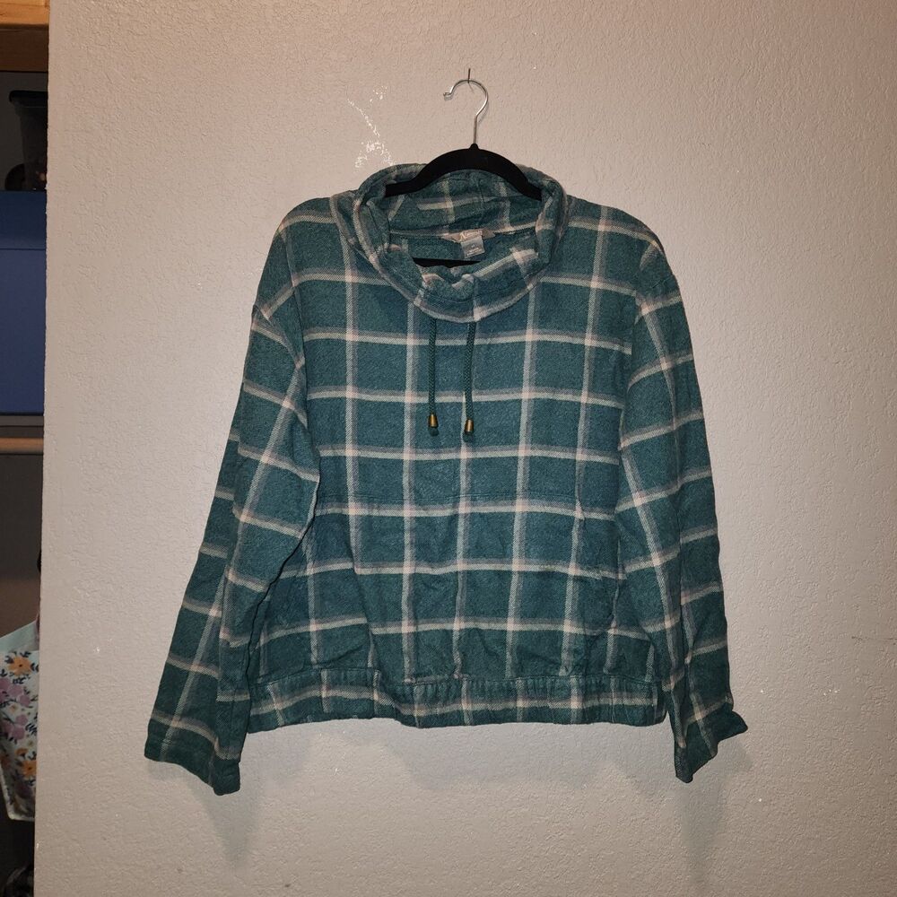 Natural Reflections Green Plaid Pullover | Medium